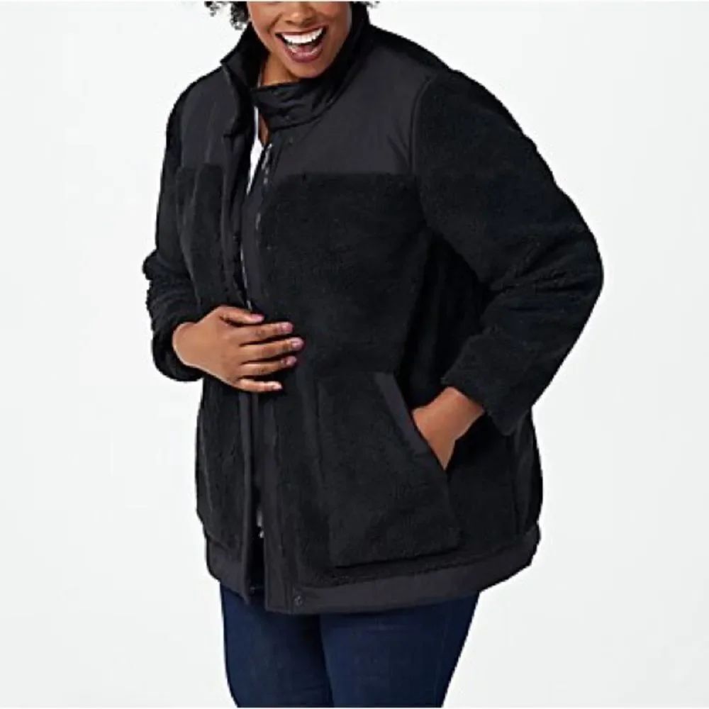 zuda Woven Trims Sherpa Jacket